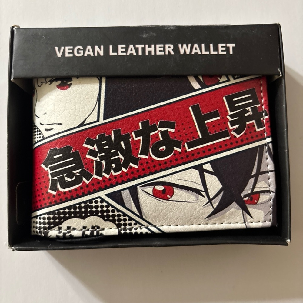 Anime Vegan Leather Wallet with Red and Black Design